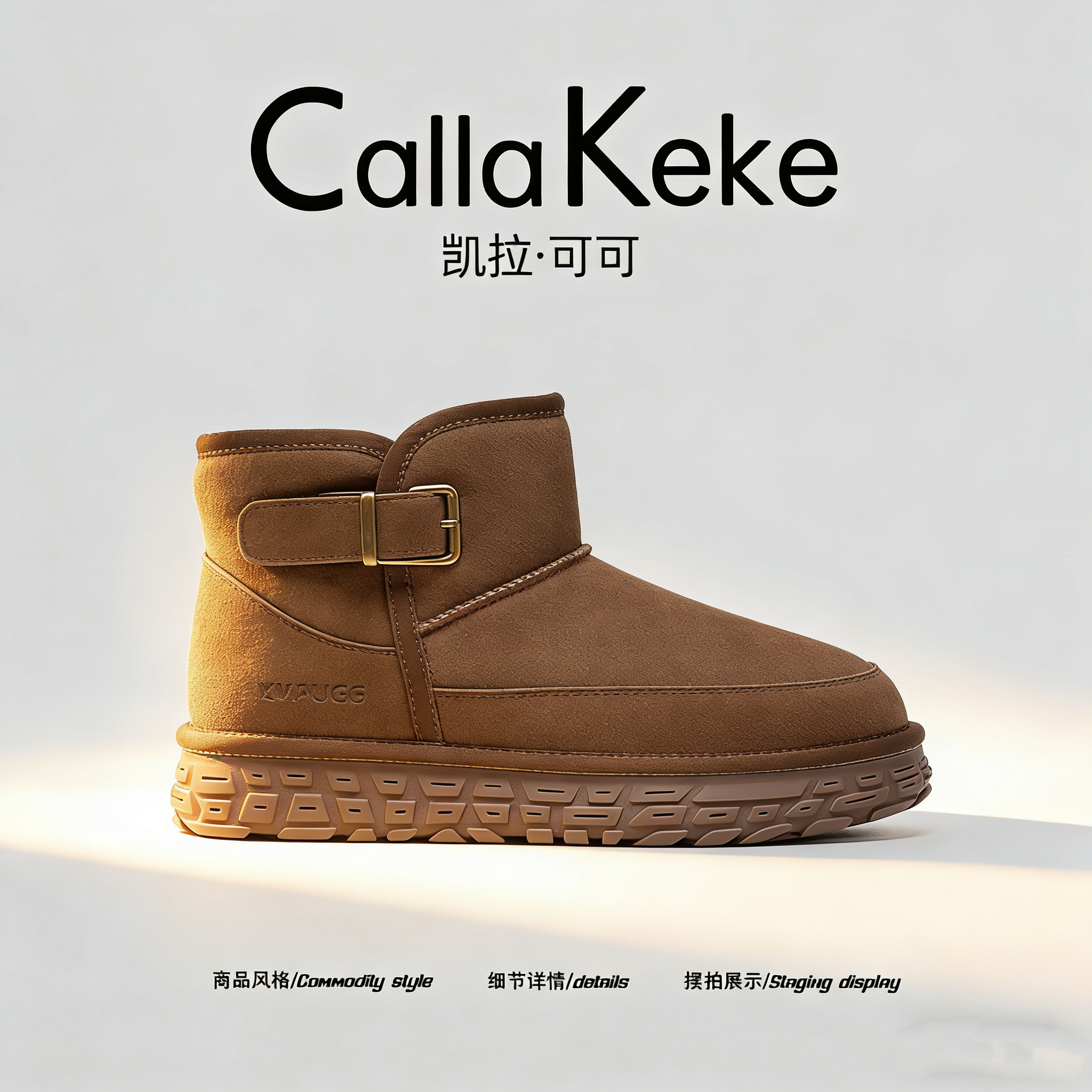 美国Calla Keke轮胎底雪地靴男2025冬季东北加绒加厚保暖棉鞋男士