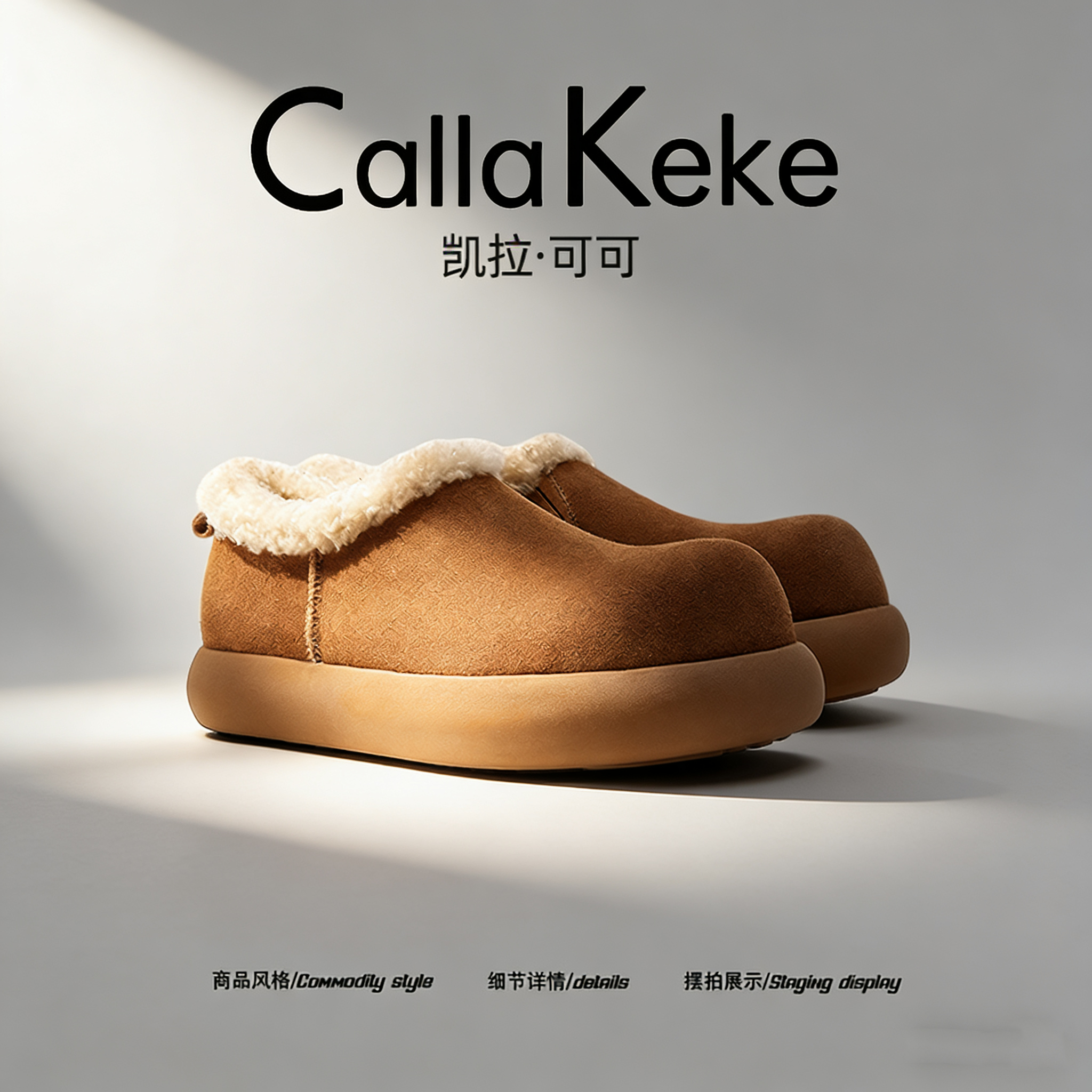 美国Calla Keke小土豆勃肯鞋厚底男女全包加绒保暖毛毛棉鞋雪地靴