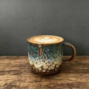 大容量350毫升窑变复古渐变色陶瓷马克杯手绘纹理咖啡杯家用茶杯