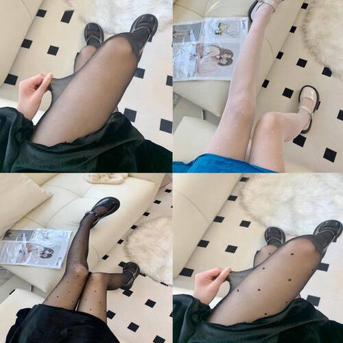 波点黑丝袜女超薄防勾丝0D高透黑色不掉档性感透肤光腿神器连裤袜