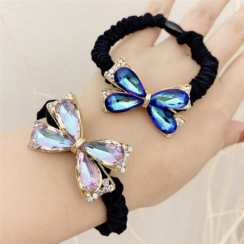 韩版蝴蝶结水晶发绳新款水钻高弹发圈简约扎头发头绳手链两用发饰