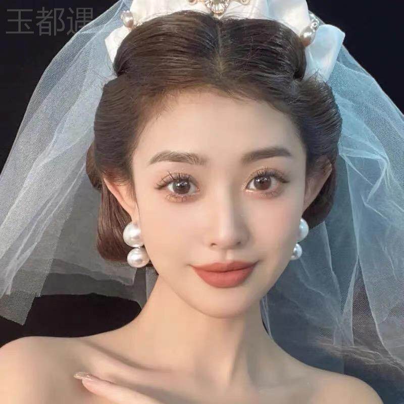 高级气质名媛法式耳钉耳饰潮925银针复古赫本风大珍珠耳环新娘女