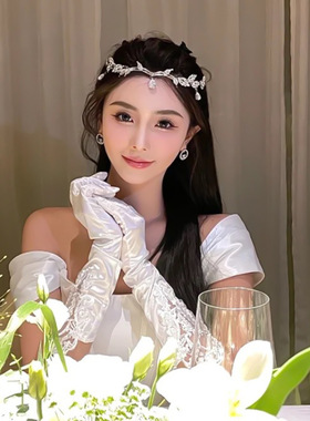 热销森系公主水滴皇冠额饰新娘结婚头饰网红生日礼物直播王冠配饰