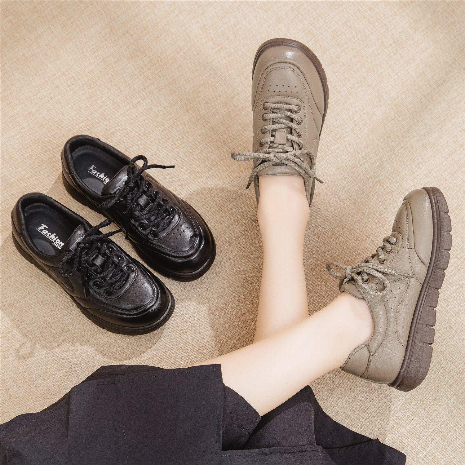 柔软羊皮防滑轻便妈妈单鞋