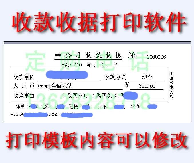 简洁收据打印软件 收款收据管理系统 票据模板内容