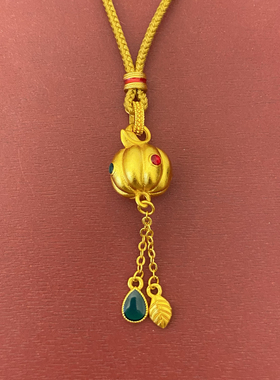 新中式国潮风古法点钻南瓜流苏吊坠金瓜满盈硕果累累项链