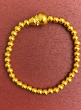 新中式国潮风古法圆珠素圈手链搭配点钻小葫芦单圈手串