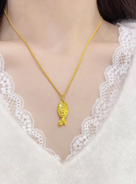 新中式爆闪碎冰冰小鱼项链蹦迪珠手链三只锦鲤手链精致女送礼物