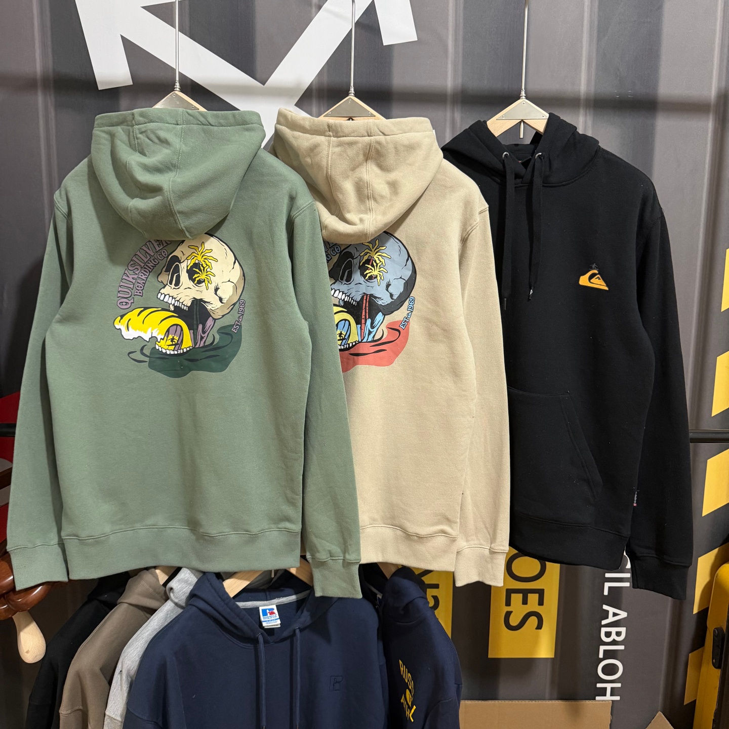 出口澳洲单男士秋冬加绒连帽卫衣潮美式休闲印花宽松帽衫滑板冲浪