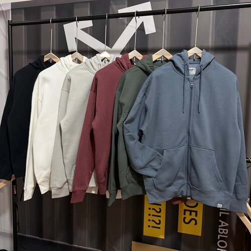 外贸单美式休闲加绒卫衣男冬季连帽保暖上衣宽松运动拉链开衫外套