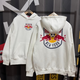 美职足球大联盟MLS纽约红牛队秋冬加绒加厚刺绣连帽卫衣宽松上衣