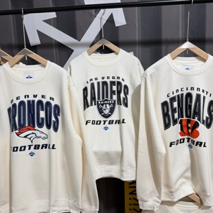 外贸美职橄榄球联盟秋冬款加绒套头圆领卫衣潮流宽松美式休闲上衣