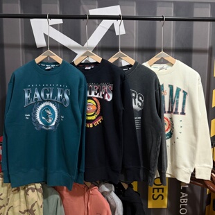 美式高街卫衣男款秋冬季水洗做旧外套潮牌休闲宽松加绒保暖上衣服