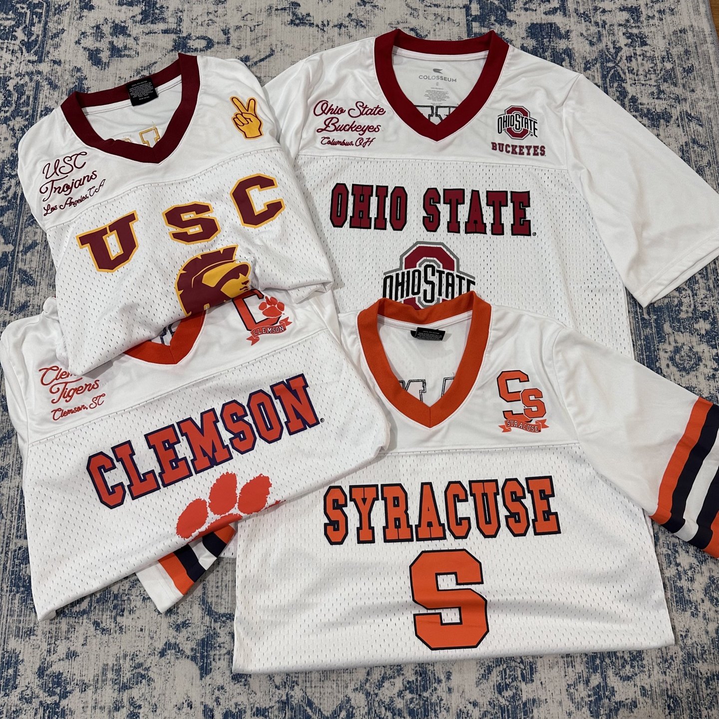NCAA美式街舞风训练服男橄榄球服速干网眼宽松T恤BBOY刺绣V领短袖