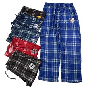 美式球队联盟睡裤男长裤夏天宽松薄款大码春秋男士休闲格子居家裤