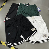 夏男训练健身运动休闲篮球短裤 潮流美式 色织条双层网眼透气四分裤
