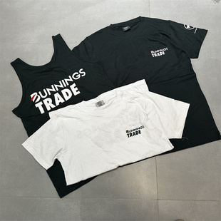 澳洲bunnings trade夏季纯棉圆领短袖潮款美式宽松休闲印花T恤