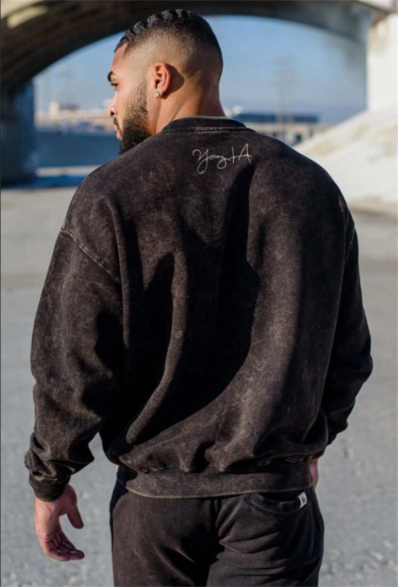 남성과 여성을 위한 FLAW 스포츠 라운드 넥 긴팔 스웨트 셔츠 루즈한 피트니스 의류 재킷 스웨트 셔츠 트레이닝 상의