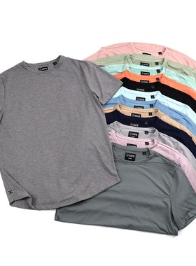 夏季短袖新款classic系列圆下摆潮款经典宽松舒适竹节棉半袖T恤男