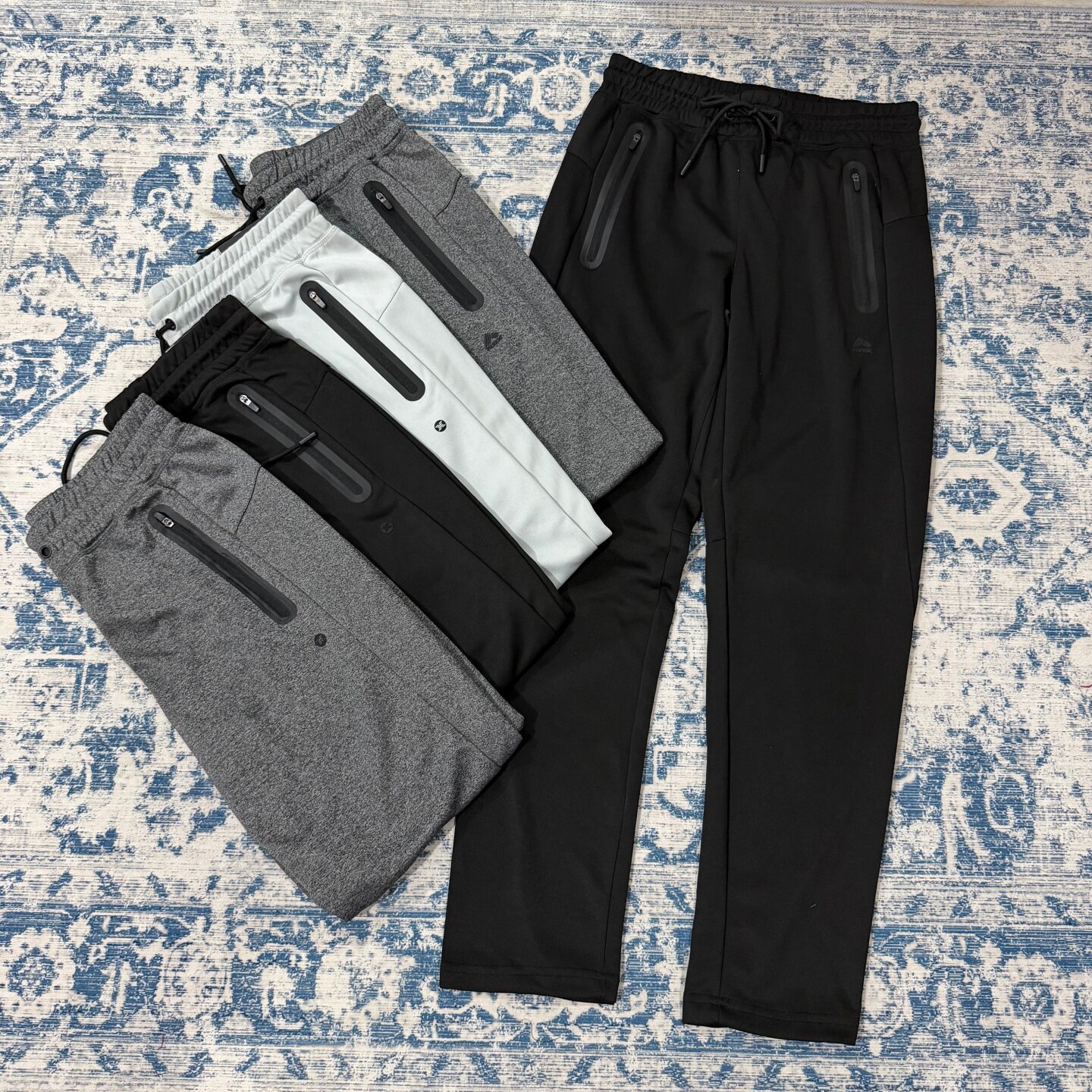 欧美单春夏薄款弹力速干长裤双拉链口袋宽松舒适跑步健身运动裤男