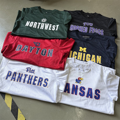 出口NCAA大学联盟春夏圆领快干防晒健身运动休闲长袖T恤宽松透气