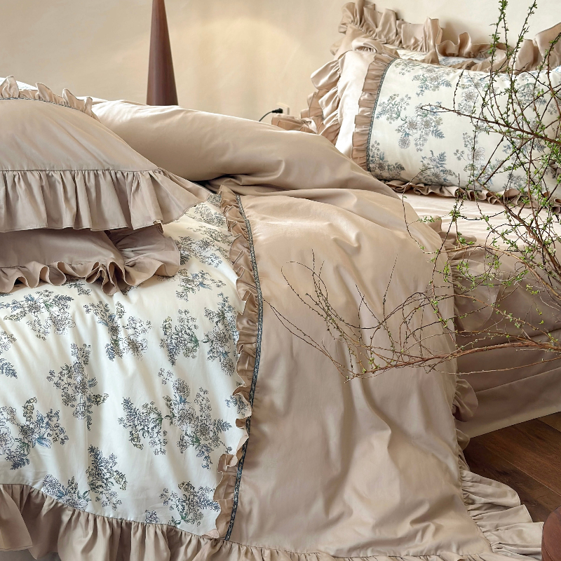 全棉高端床品轻奢高级感荷叶边