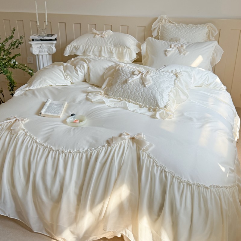 床盖四件套法式浪漫蕾丝边被套
