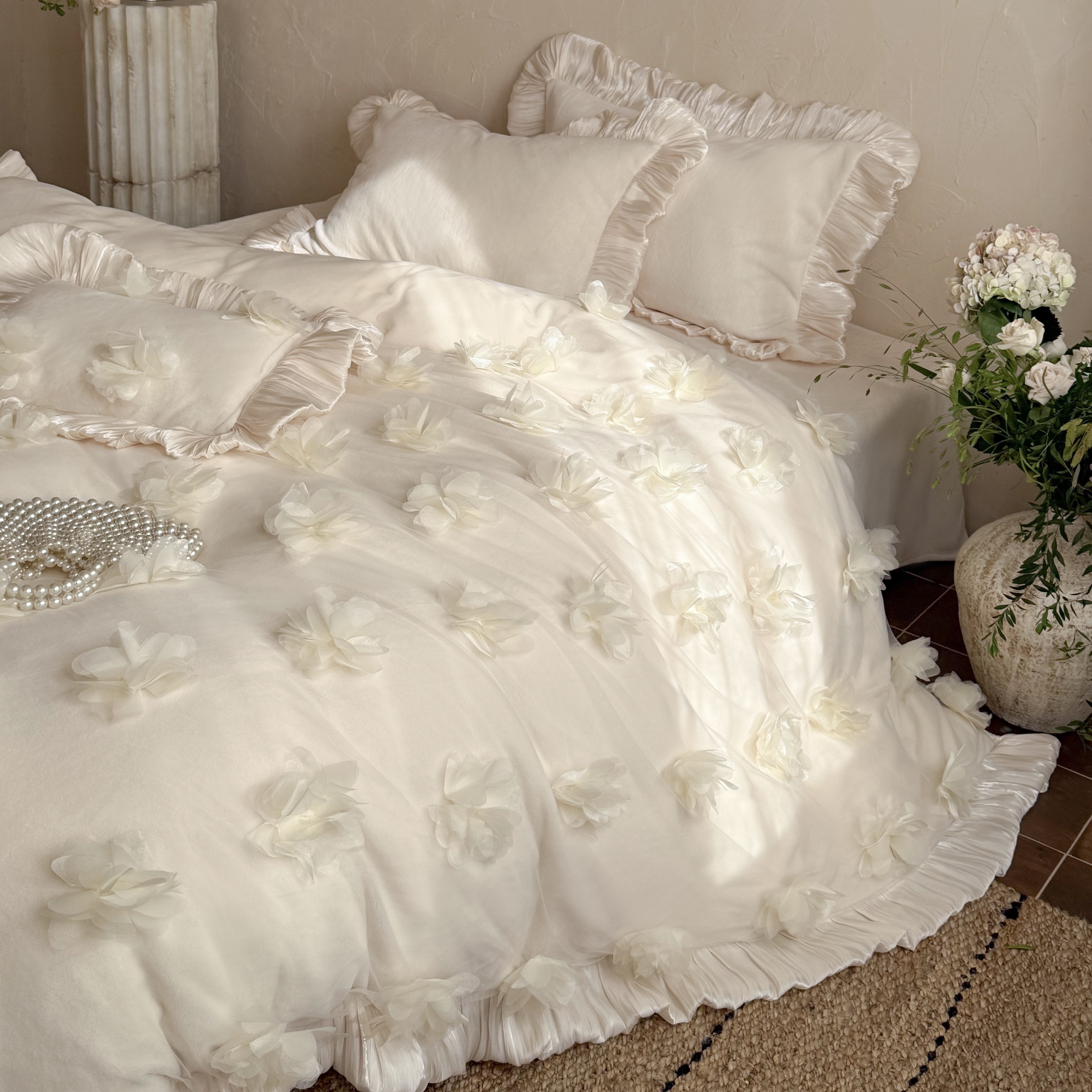 法式公主风秋冬加厚牛奶绒四件套