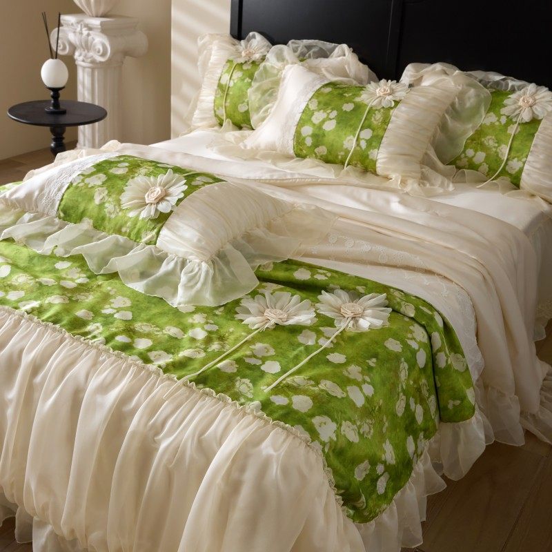 夏季少女心凉感天丝夏凉被四件套公主风床裙蕾丝边被套丝滑薄被子