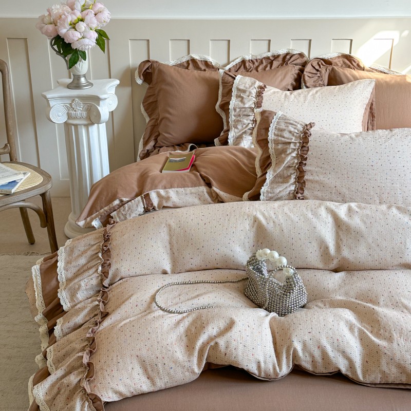 浪漫荷叶花边被套床品复古双层纱