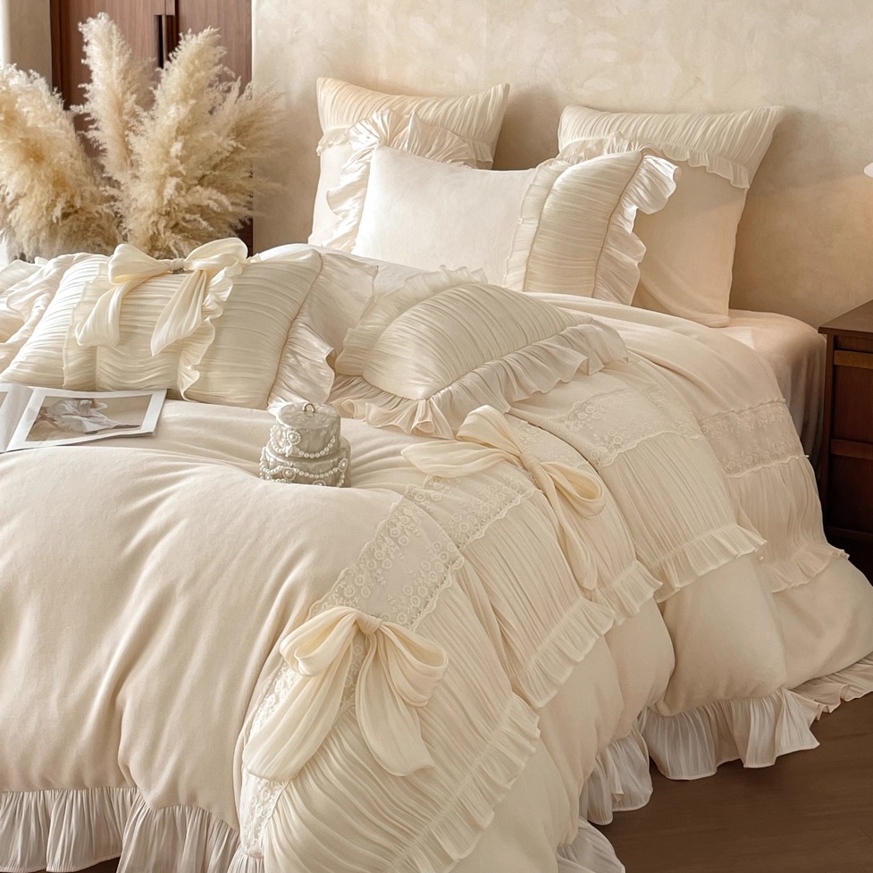 法式冬季加厚蝴蝶结牛奶绒四件套