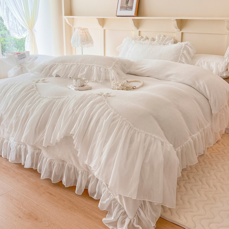 法式加绒加厚牛奶绒四件套公主风