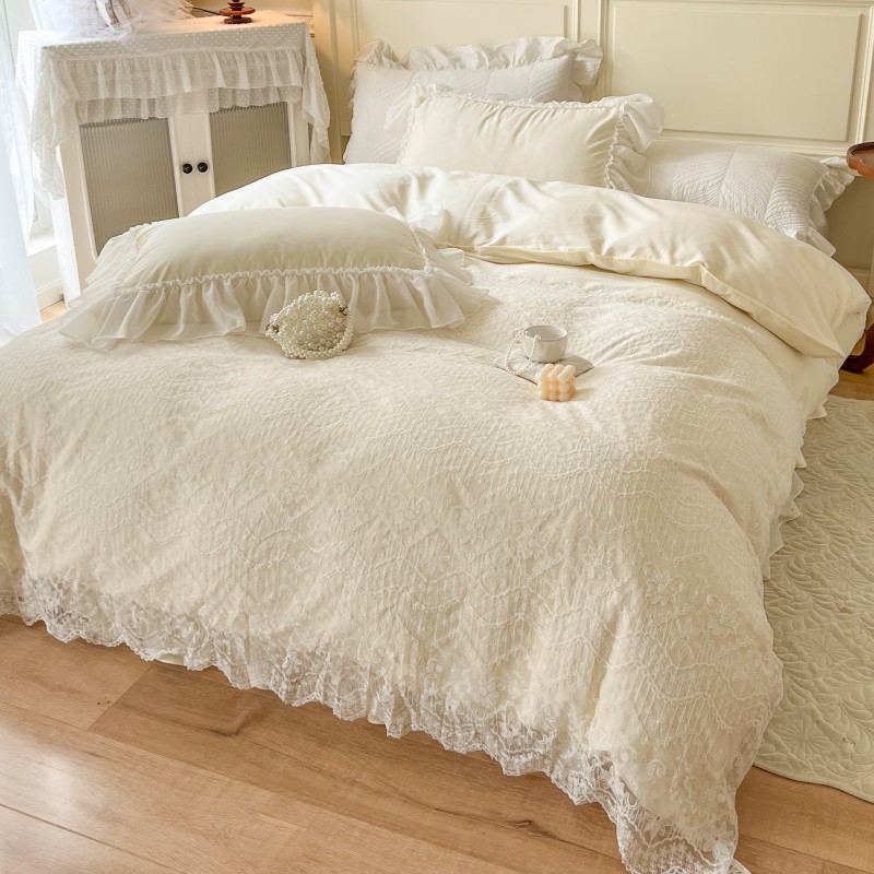 法式浪漫蕾丝边花边公主风床品