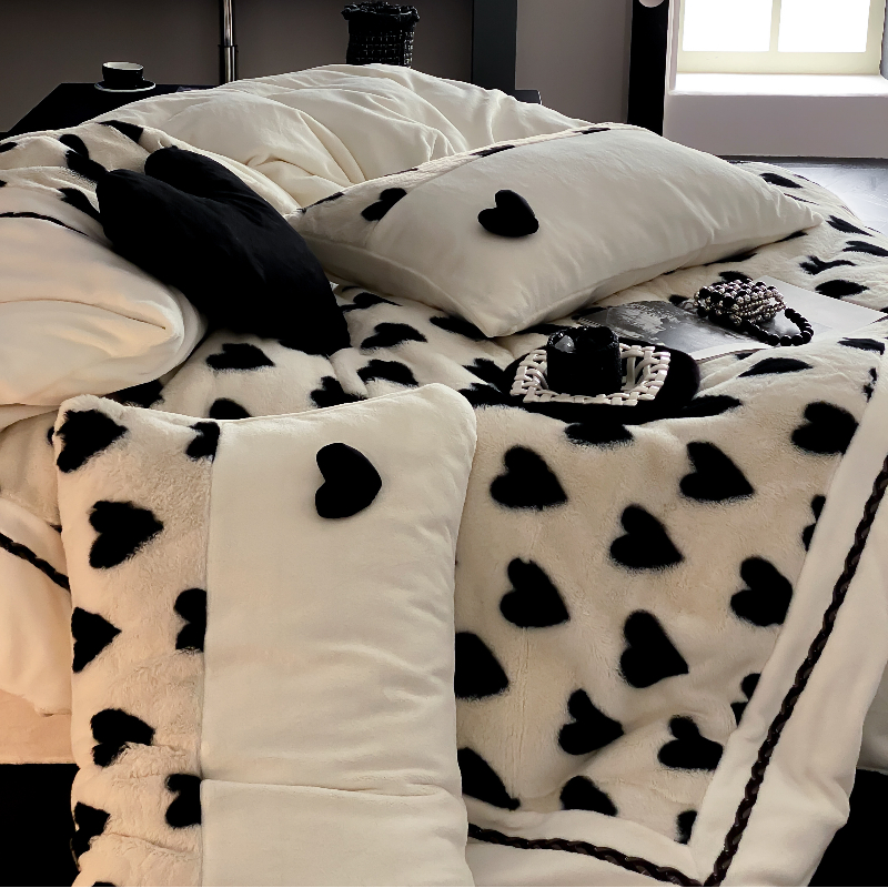 高级感双面加厚保暖兔兔绒四件套