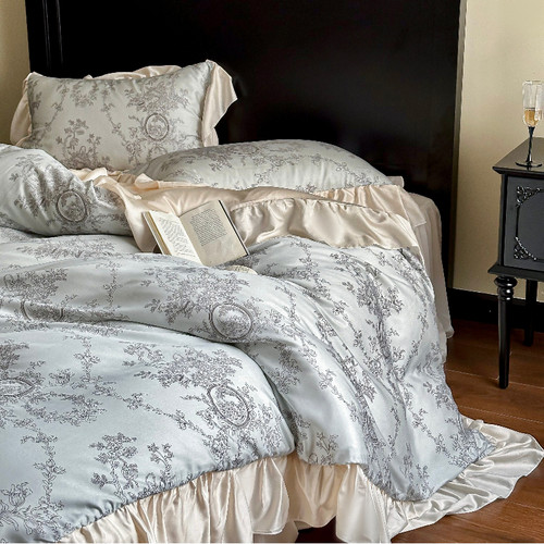 夏季凉感丝滑被套床单裸睡床裙款