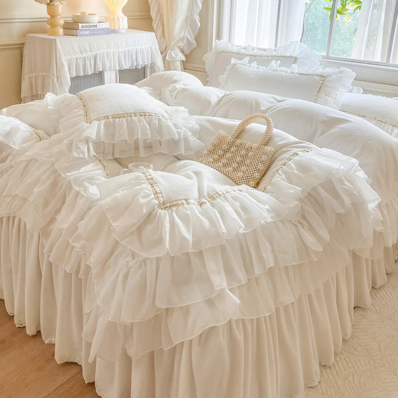 加厚双面毛绒珊瑚绒被套公主床单