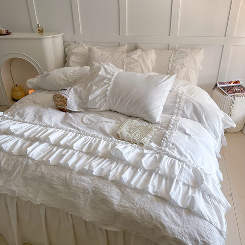 100全棉纯棉ins少女公主风床裙款