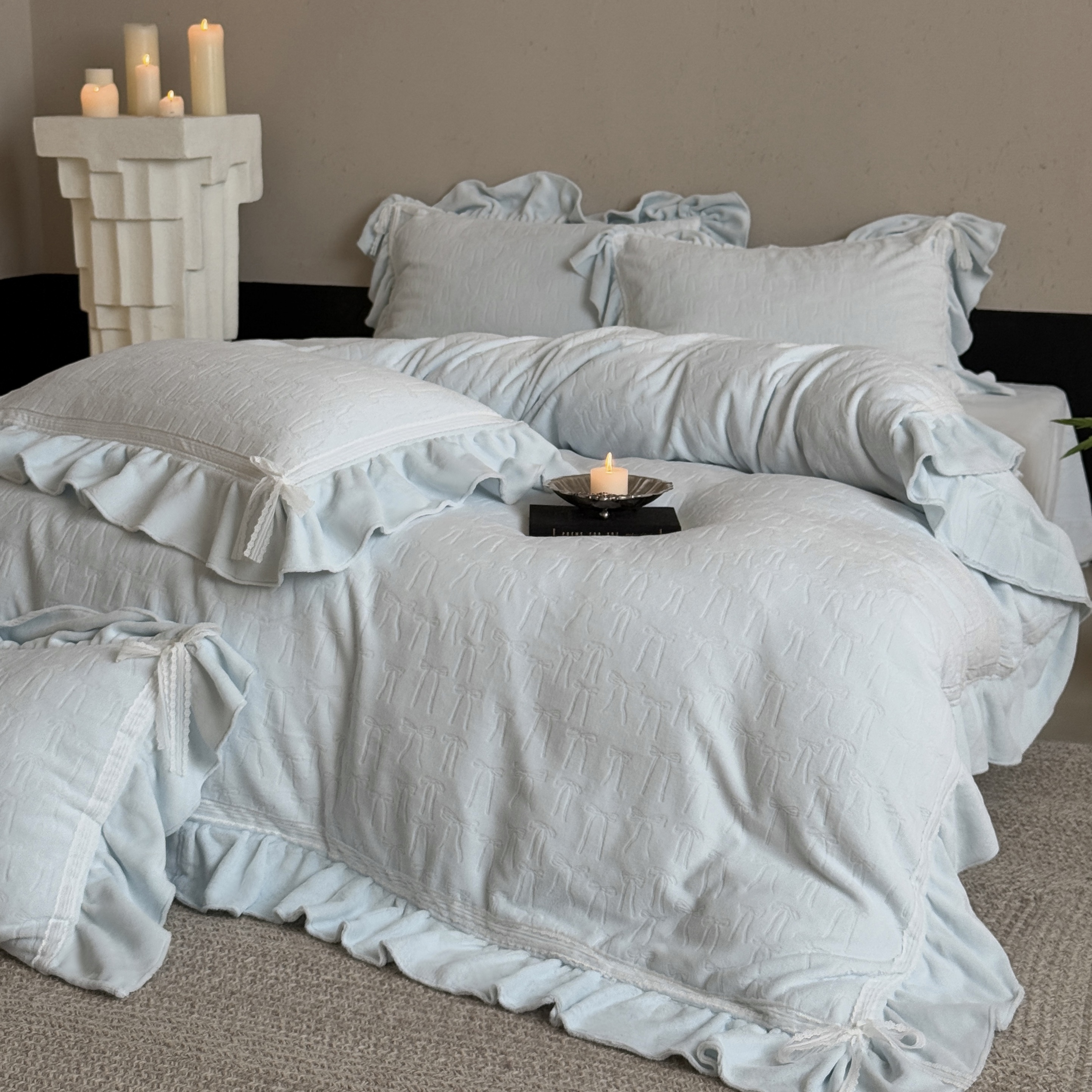 冬季小清新加厚保暖牛奶绒四件套