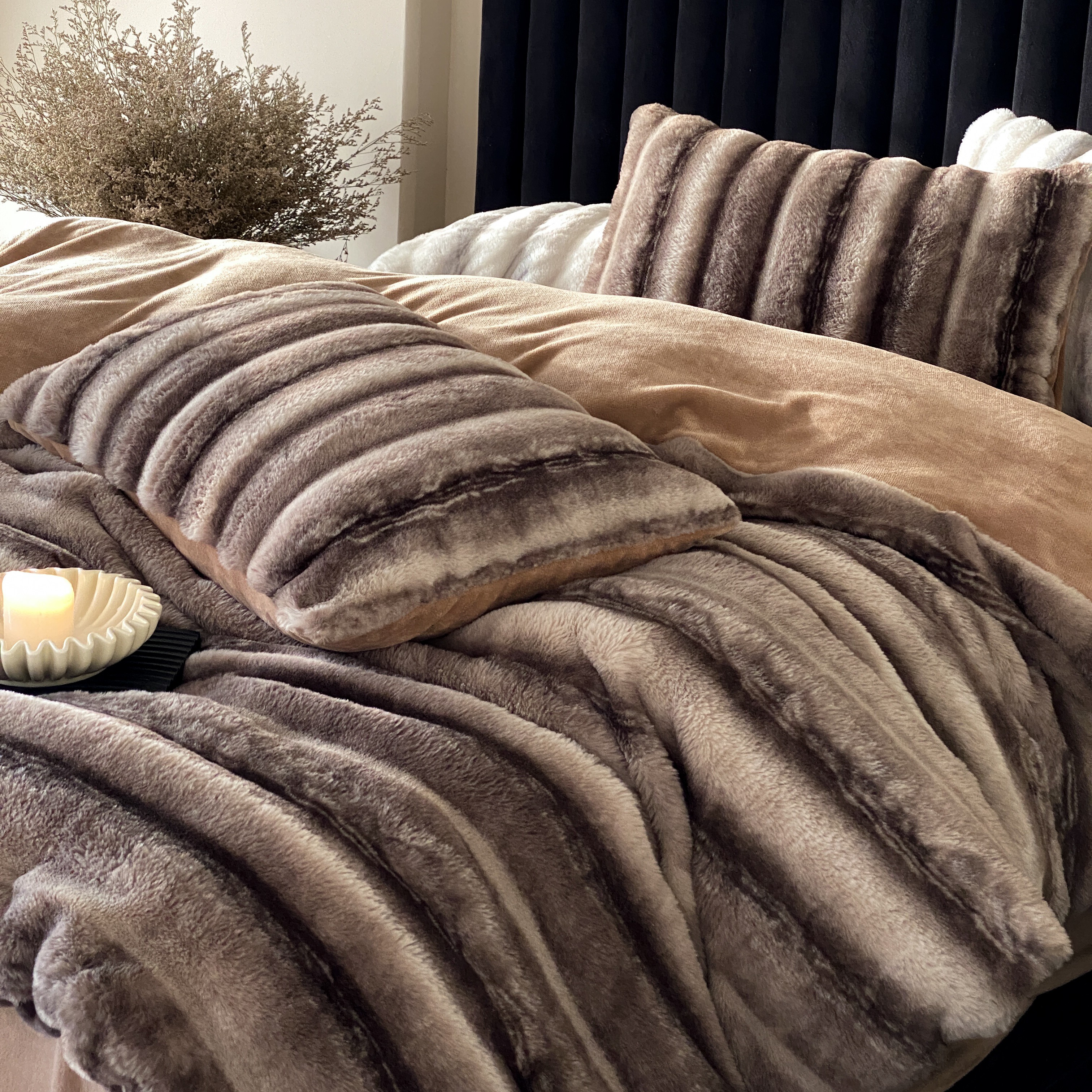 冬季复古保暖加厚牛奶绒四件套