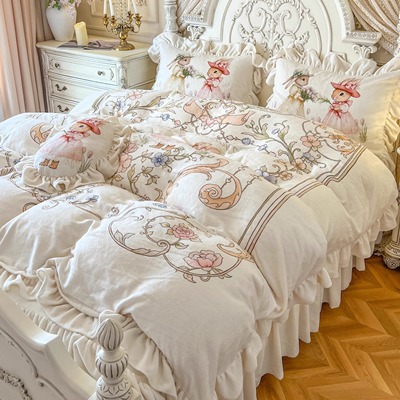 冬季可爱兔子牛奶绒加厚四件套