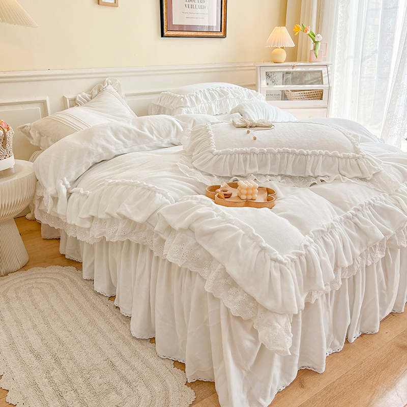 仙气奶白色牛奶绒四件套冬季