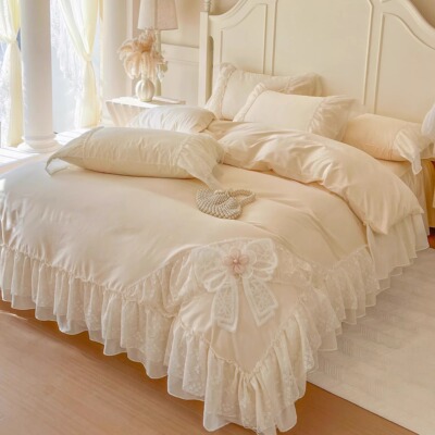 法式奶油风全棉四床上件套公主风