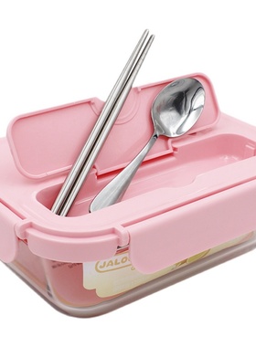 JALOCOOK嘉乐扣便当盒微波炉专用玻璃饭盒分格带盖加热分隔保鲜盒