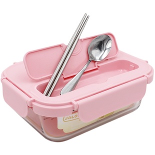 JALOCOOK嘉乐扣便当盒微波炉专用玻璃饭盒分格带盖加热分隔保鲜盒