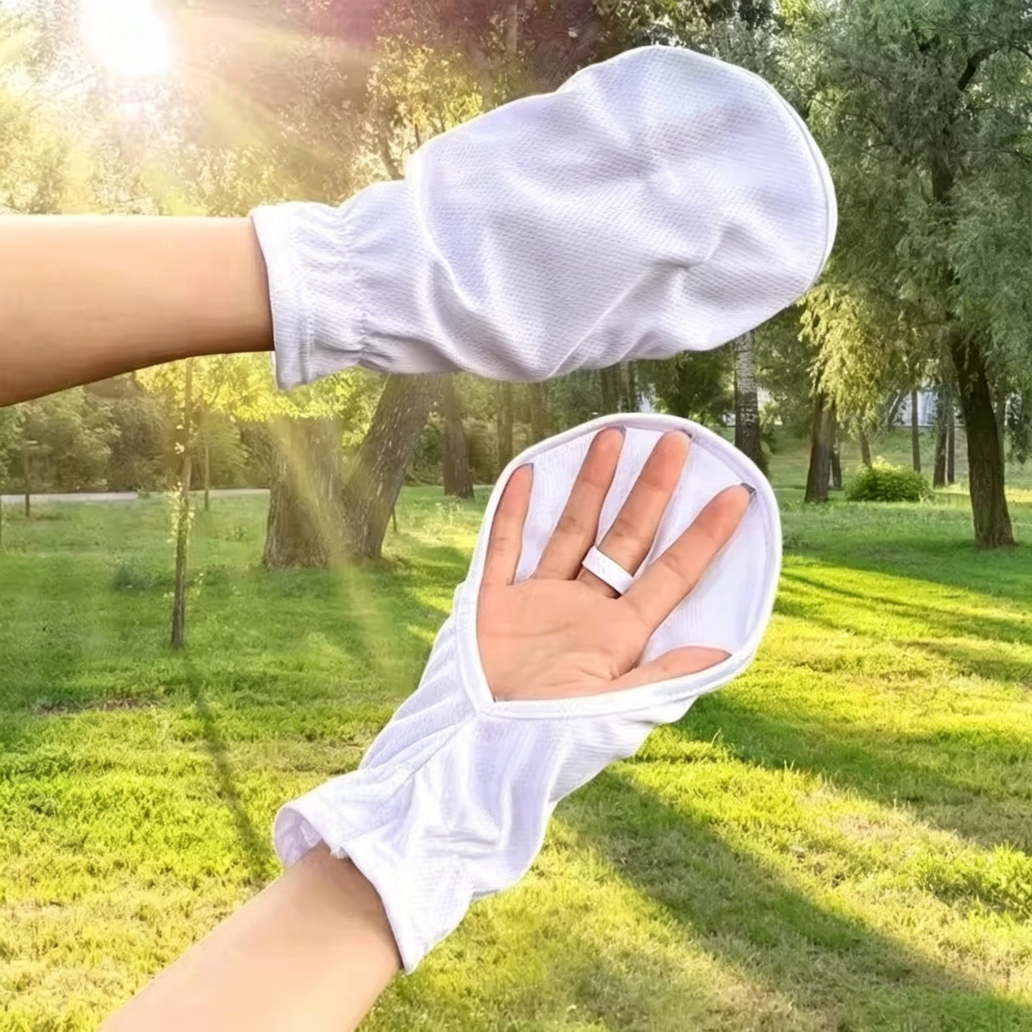 夏季防晒手套女士户外骑行开车防晒套袖手套薄款透气短款露指手袖