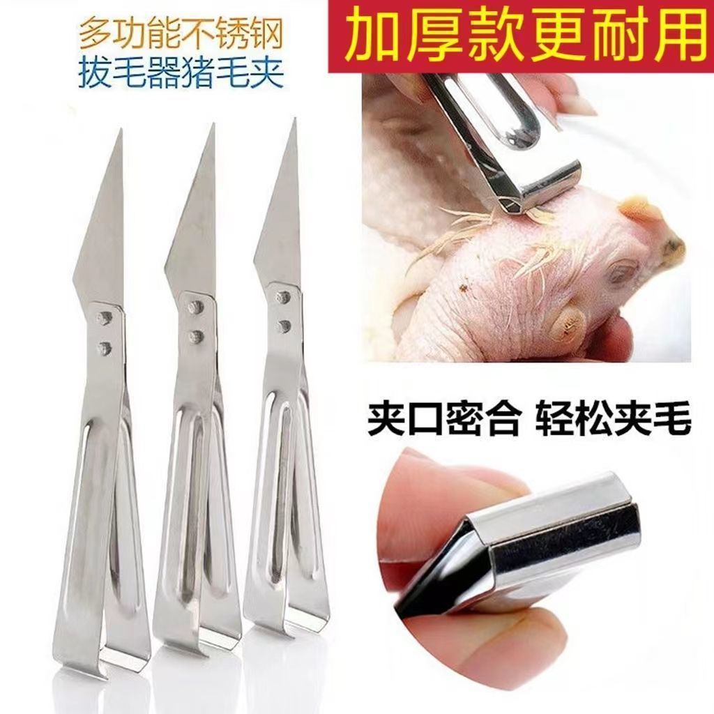 不锈钢厨房多功能拔毛工具猪毛夹鱼骨钳鸡毛鸭毛镊子实用高质手柄