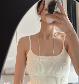 长款 K金素链毛衣链裸链叠戴长链项链女 80厘米八角蛇骨链铜镀18