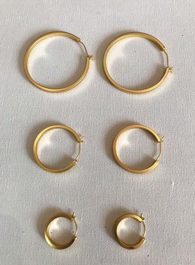一件包邮不掉色Hoop钛钢镀真金耳环圆圈欧美时尚复古金属耳圈女