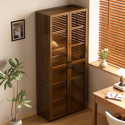 竹山下简约现代书柜带柜门