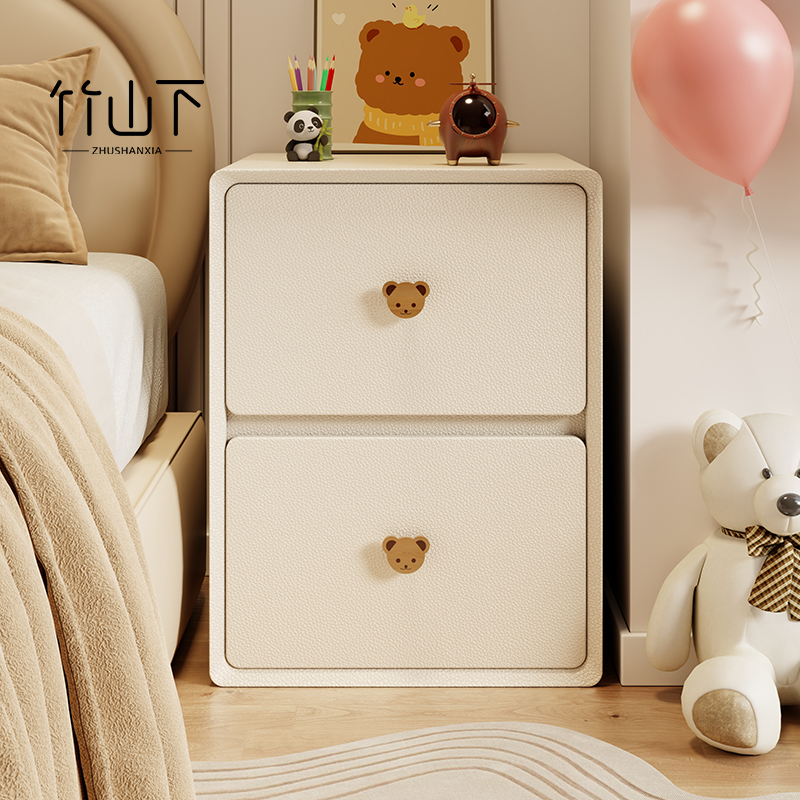 小型床头柜家用卧室2025新款实木奶油风儿童创意小众设计感床边柜